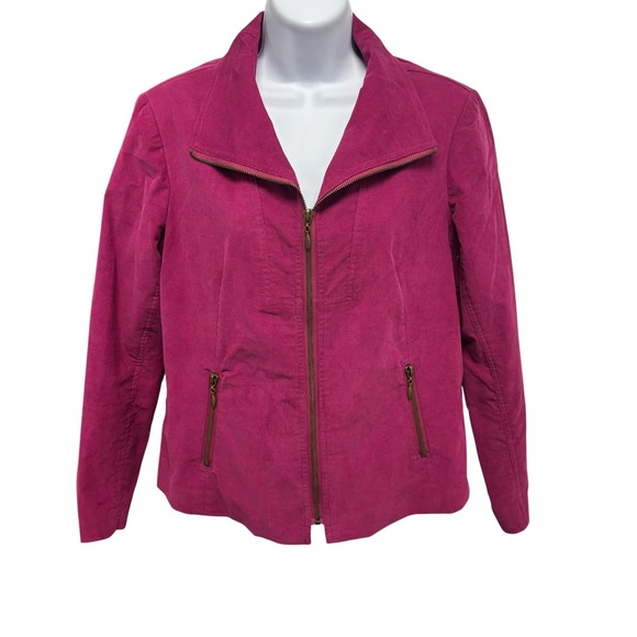 Patrick Christopher Jackets & Blazers - Patrick Christopher Womens Magenta Pink Corduroy Full Zip Jacket Size M Fine Wal